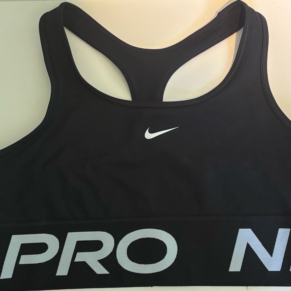 Nike Girls Pro Swoosh Sports Bra Black with White Accents - XL